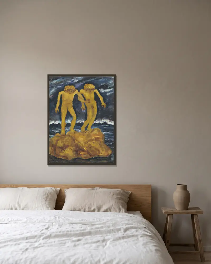 Die letzten Menschen von Carl Fredrik Hill gerahmt an einer Wand