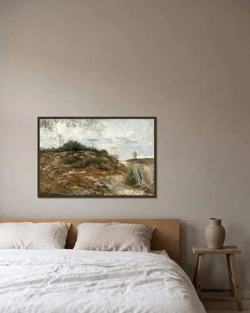 Bewaldeter Hügel, Fontainebleau von Carl Fredrik Hill gerahmt an einer Wand