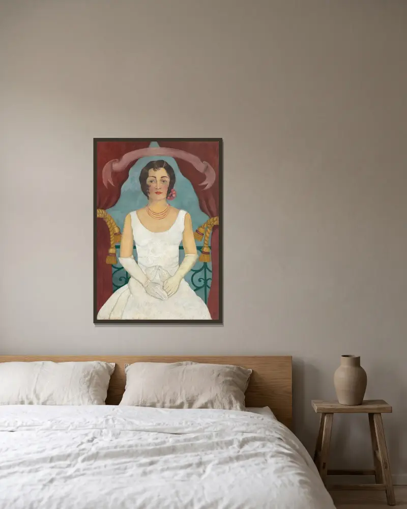 Portrait of a Lady in White von Frida Kahlo gerahmt an einer Wand
