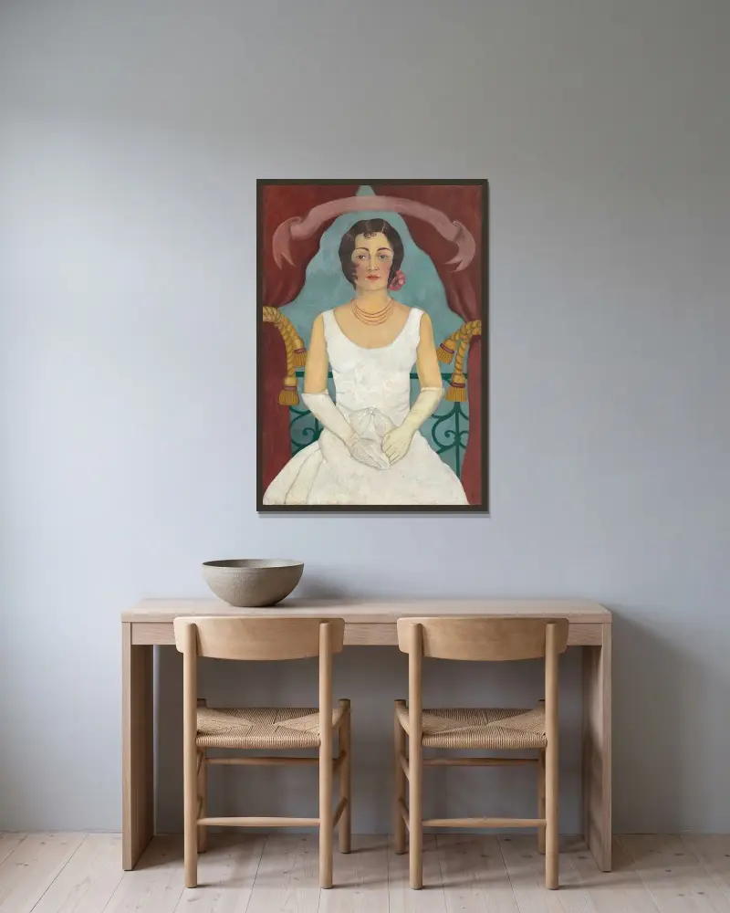 Portrait of a Lady in White von Frida Kahlo gerahmt an einer Wand