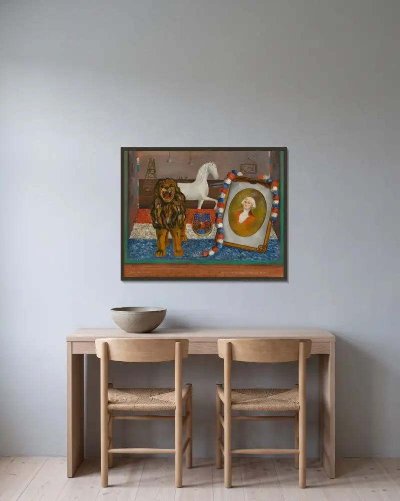 Schaufenster in einer Straße in Detroit von Frida Kahlo gerahmt an einer Wand