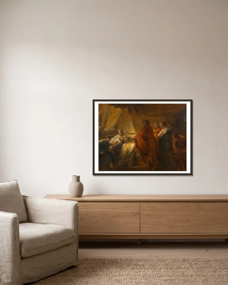 Antiochus und Stratonice und der Arzt Erasistratos von Heinrich Friedrich Füger gerahmt an einer Wand