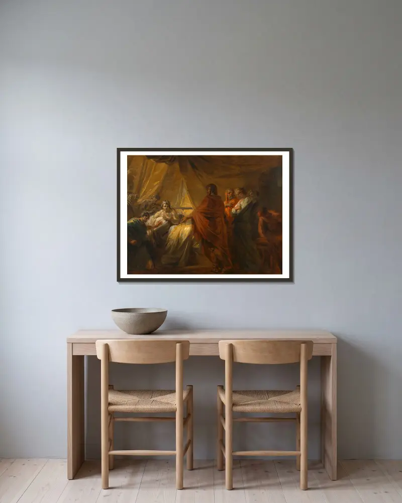 Antiochus und Stratonice und der Arzt Erasistratos von Heinrich Friedrich Füger gerahmt an einer Wand