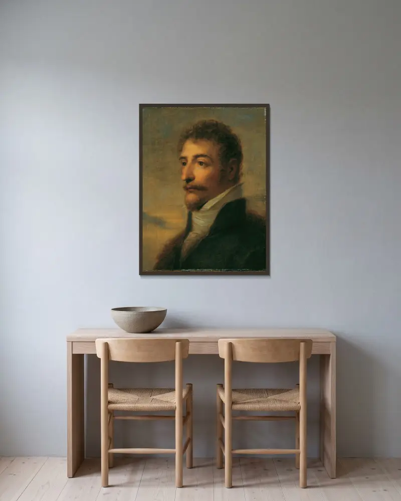 Brustbild eines bärtigen Mannes von Heinrich Friedrich Füger gerahmt an einer Wand