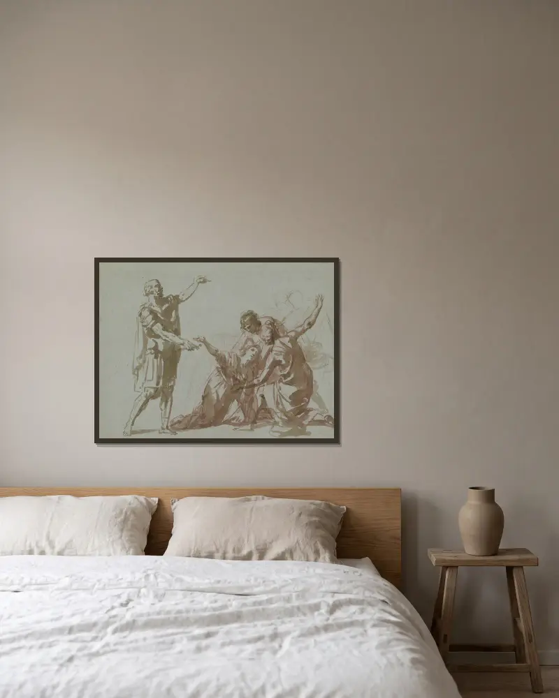 Der Tod der Virginia von Heinrich Friedrich Füger gerahmt an einer Wand