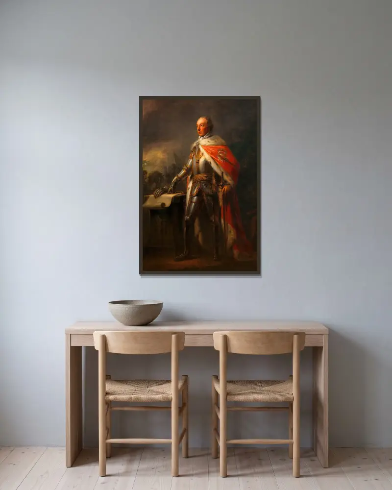 Kaiser Joseph II. in Rüstung von Heinrich Friedrich Füger gerahmt an einer Wand