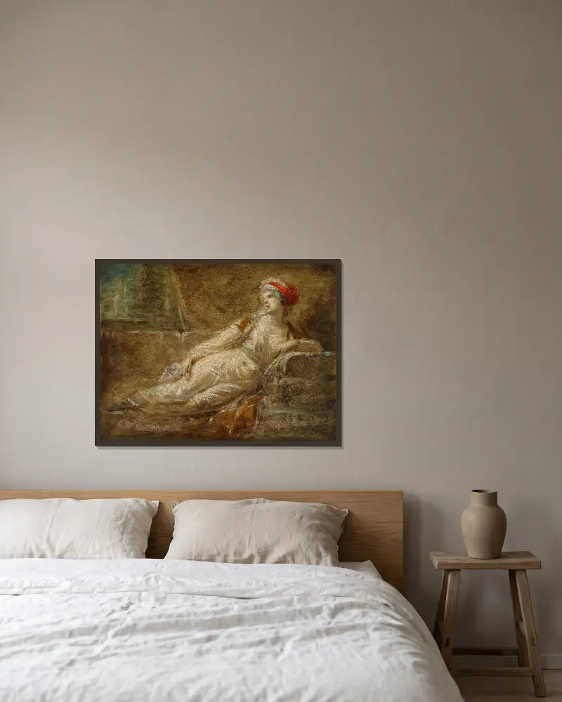 Liggande kvinna av Heinrich Friedrich Füger inramad på en vägg