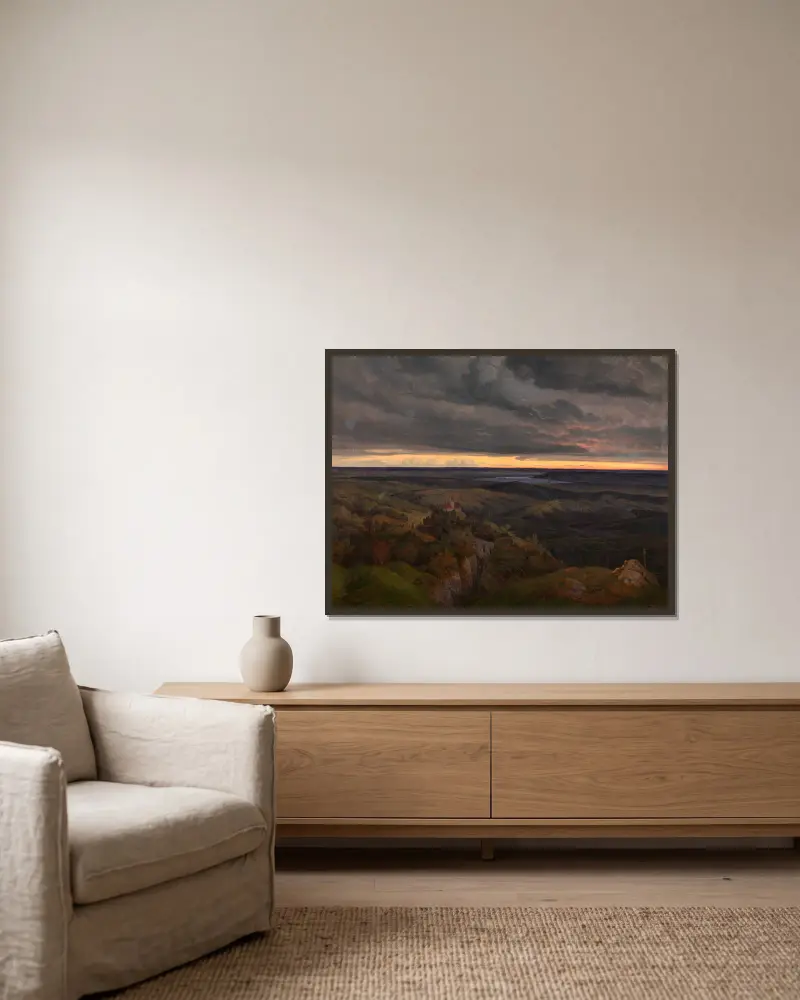 Eifellandschaft von Karl Friedrich Lessing gerahmt an einer Wand