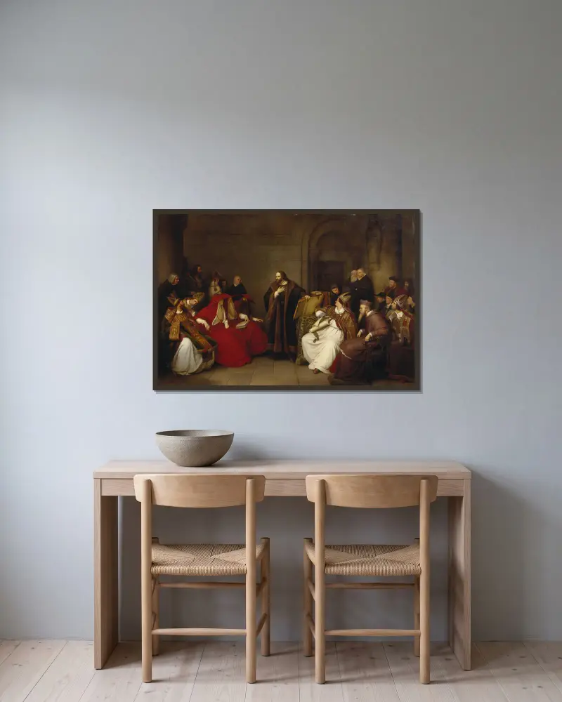 Jan Hus at Constance av Karl Friedrich Lessing inramad på en vägg