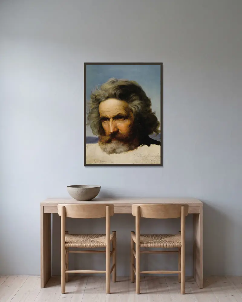 Studie eines bärtigen Mannes von Karl Friedrich Lessing gerahmt an einer Wand