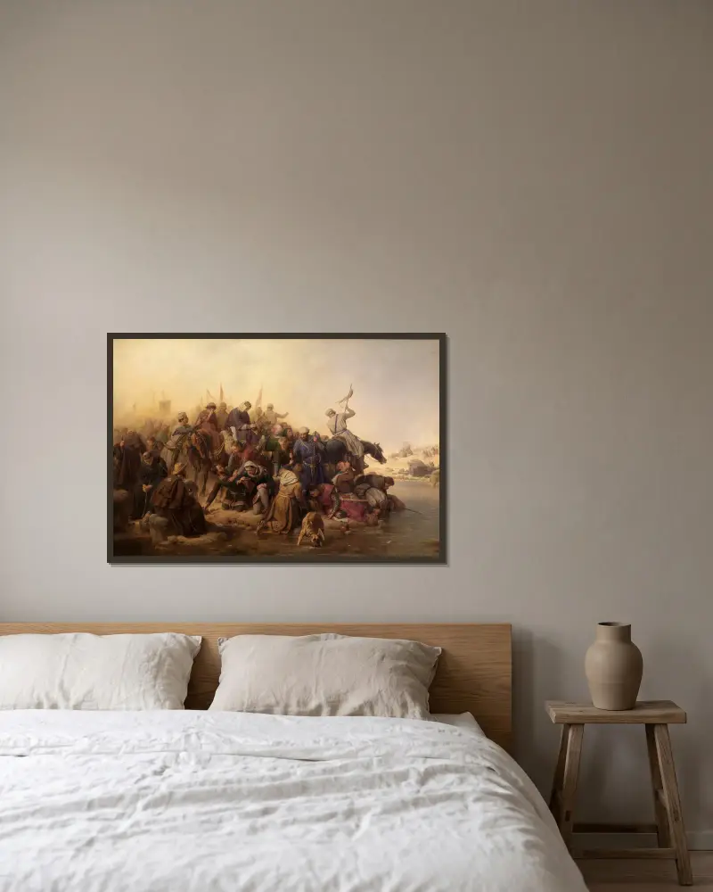 The crusaders in the desert av Karl Friedrich Lessing inramad på en vägg