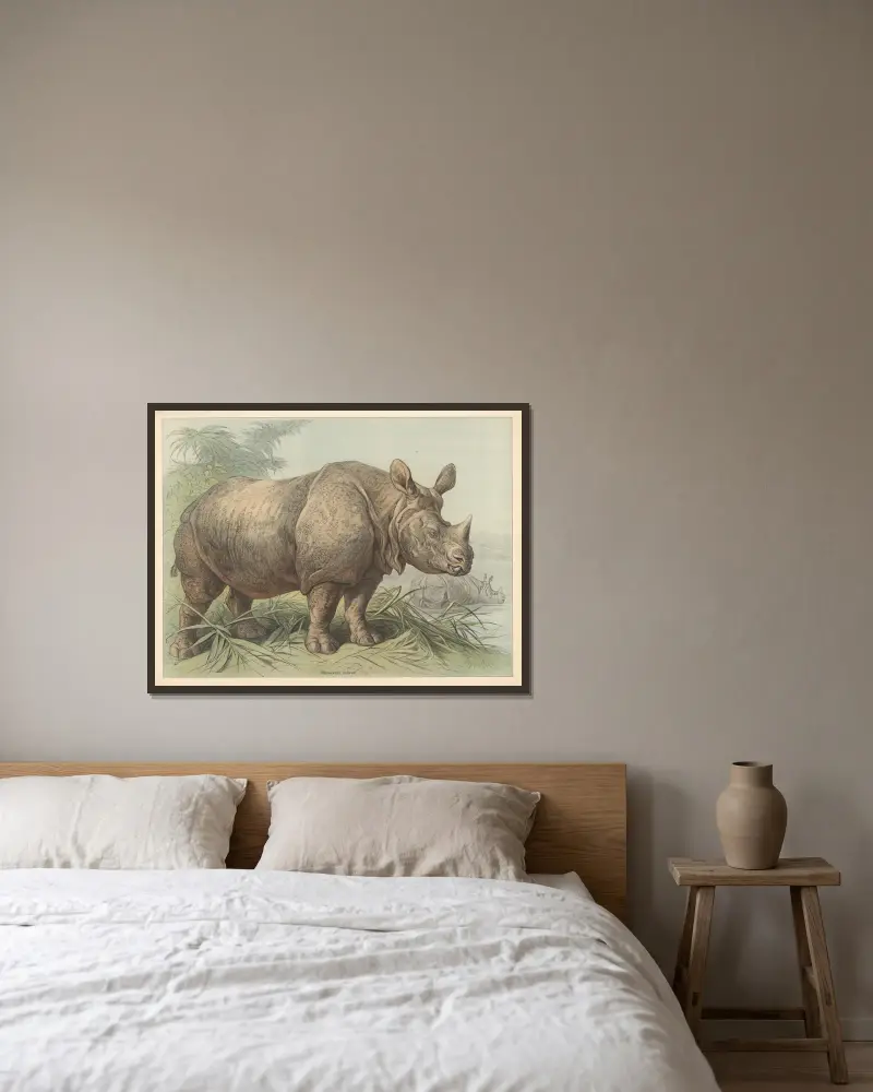 Rhinoceros indicus, Friedrich Specht v rámu na stěně