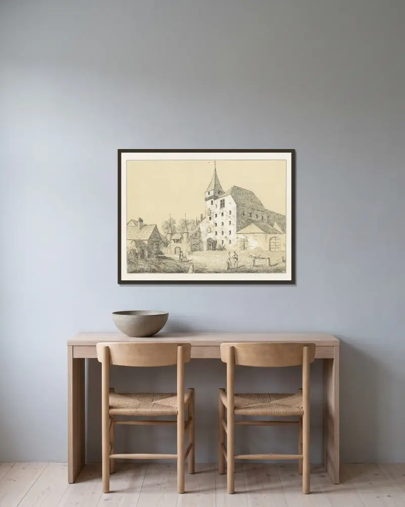 Colombier av Johann Friedrich Wagner inramad på en vägg