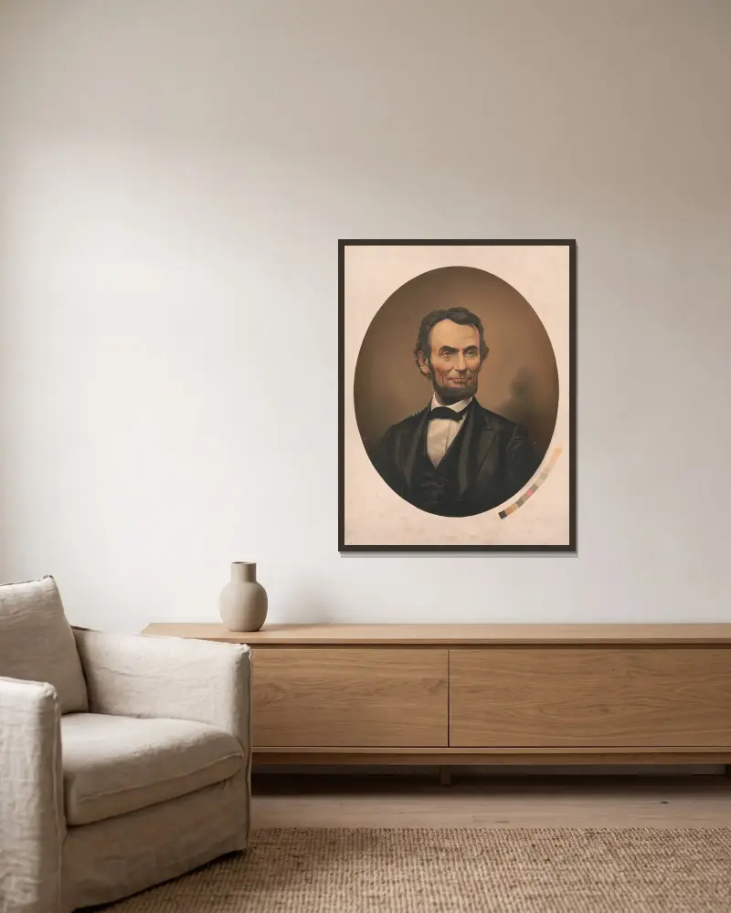 Abraham Lincoln av James Fuller Queen inramad på en vägg