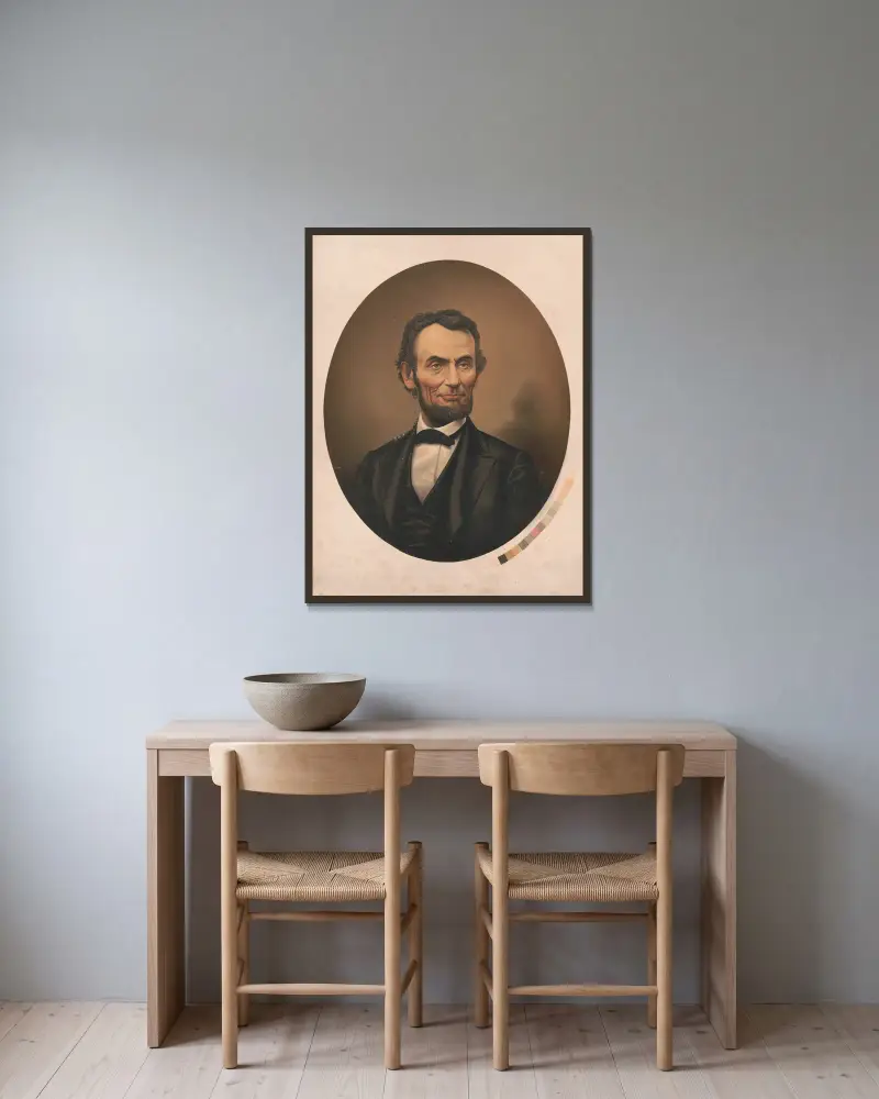 Abraham Lincoln av James Fuller Queen inramad på en vägg
