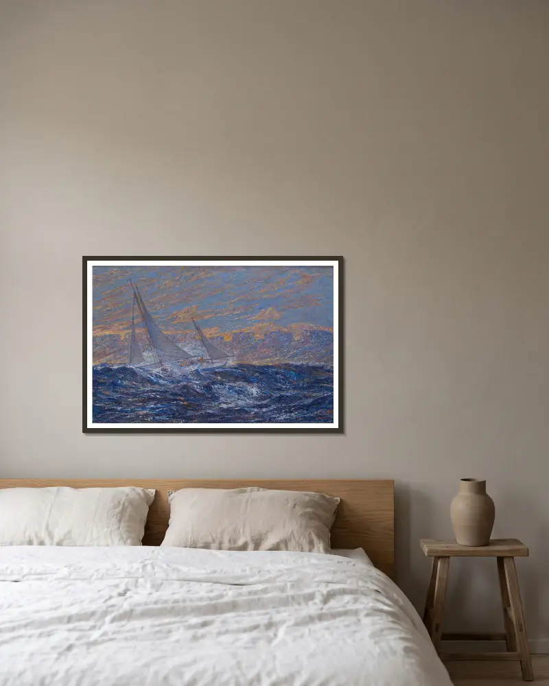 Meereslandschaft von J.A.G. Acke gerahmt an einer Wand