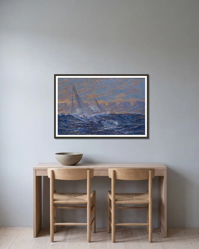 Meereslandschaft von J.A.G. Acke gerahmt an einer Wand