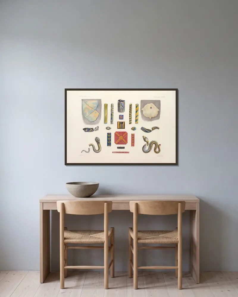 Collection Julien Gréau. Antike Glaskunst, Emaille und Keramik aus der Sammlung von Herrn John Pierpont Morgan Taf. 72 von G. Massias gerahmt an einer Wand