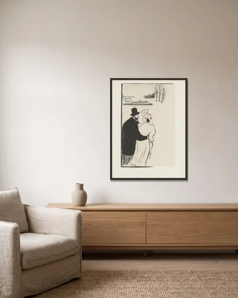 Paar auf einem Weg zu einem Haus von Henri-Gabriel Ibels gerahmt an einer Wand