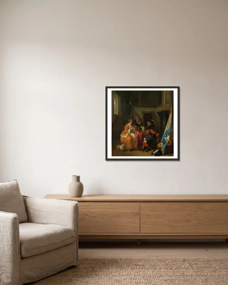 Partia kart, Gabriel Metsu w ramie na ścianie