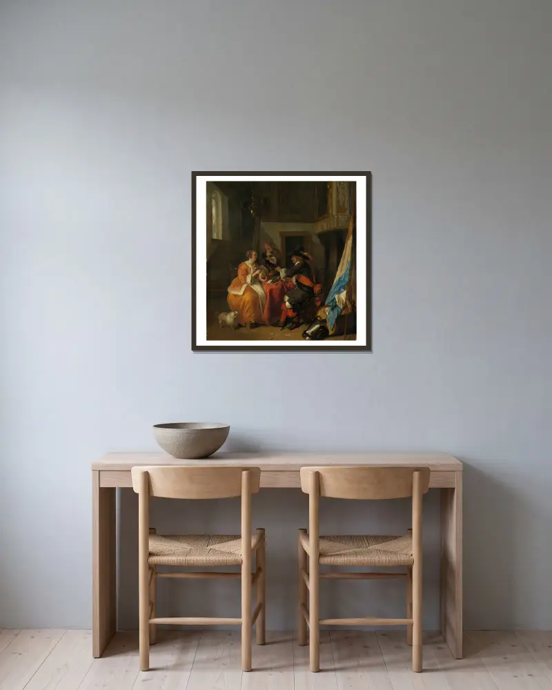 Partia kart, Gabriel Metsu w ramie na ścianie