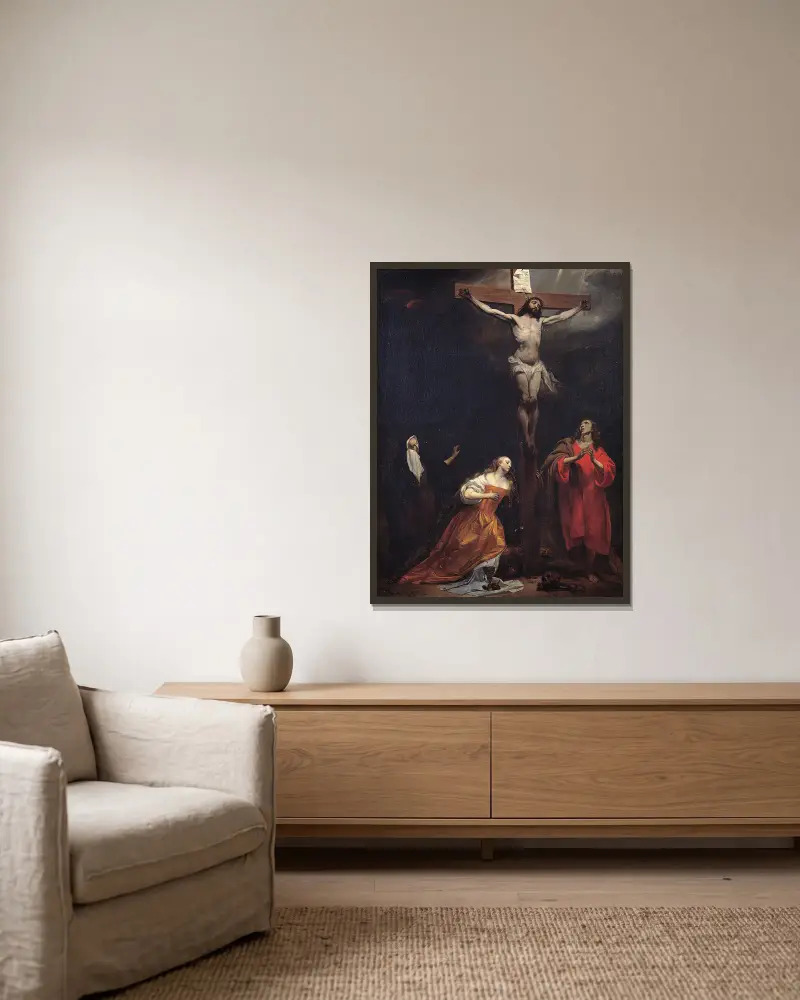 Crucifixion av Gabriel Metsu inramad på en vägg