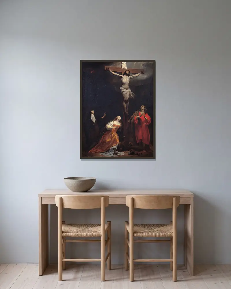 Crucifixion av Gabriel Metsu inramad på en vägg