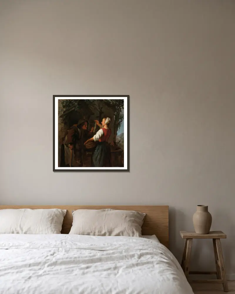 Sleďařka, Gabriel Metsu v rámu na stěně