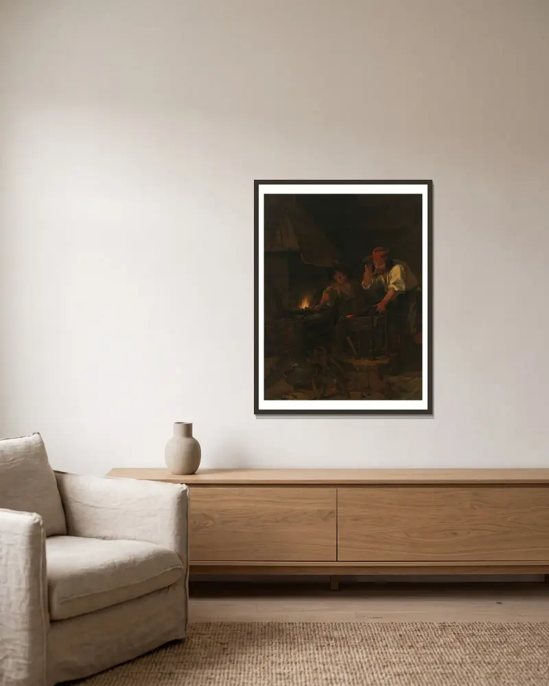Kovář zbraní, Gabriel Metsu v rámu na stěně