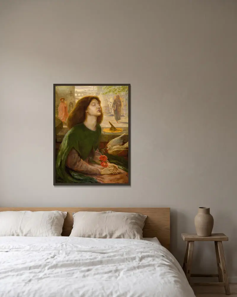 Beatrix von Dante Gabriel Rossetti gerahmt an einer Wand