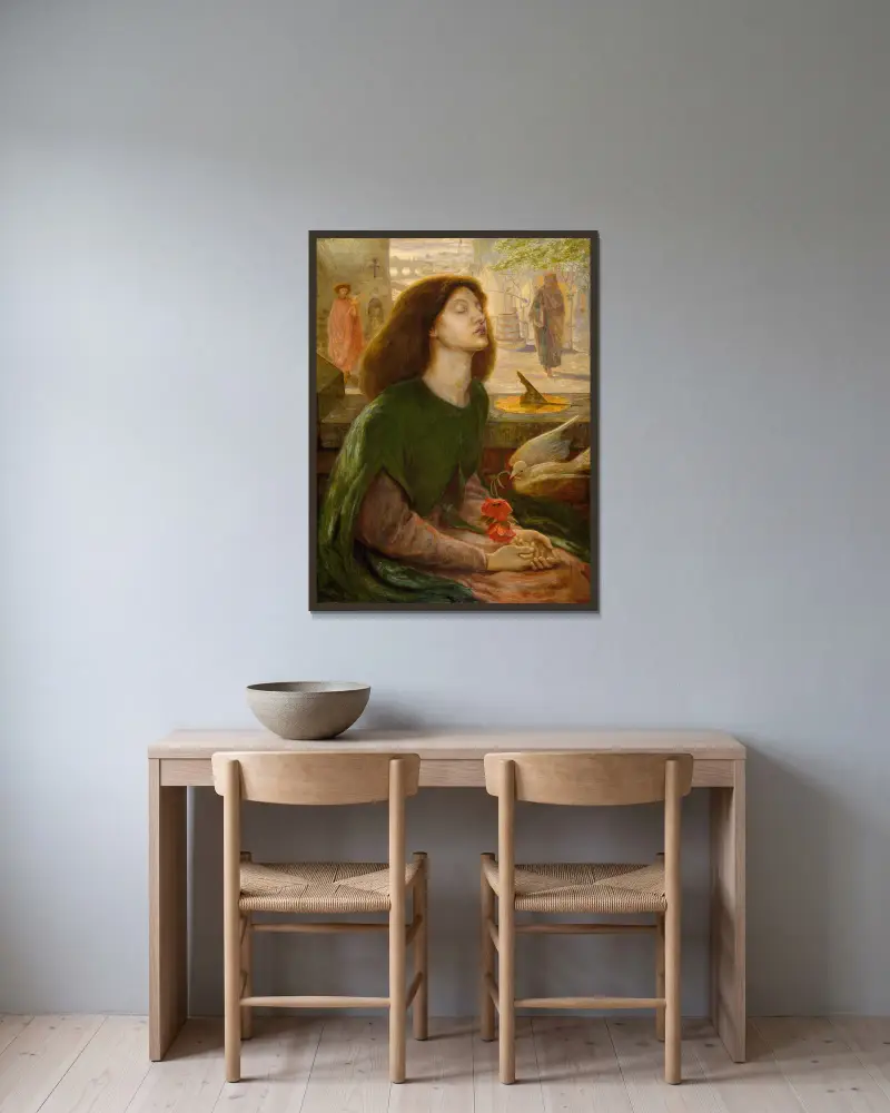 Beatrix von Dante Gabriel Rossetti gerahmt an einer Wand