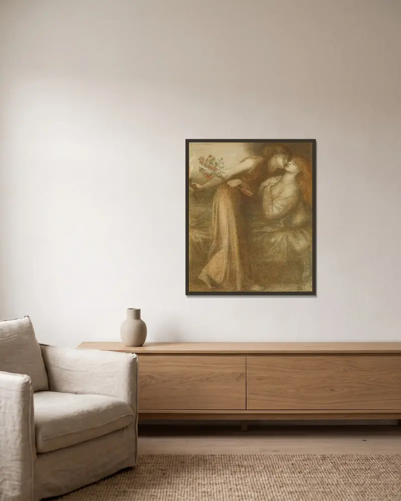 Dantův sen (Io sono in pace), Dante Gabriel Rossetti v rámu na stěně