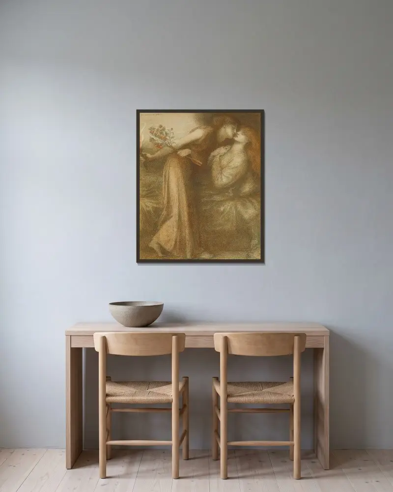 Dantův sen (Io sono in pace), Dante Gabriel Rossetti v rámu na stěně