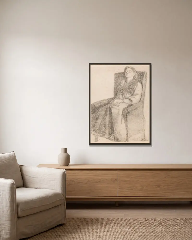 Elizabeth Siddal – Nr. 2 von Dante Gabriel Rossetti gerahmt an einer Wand