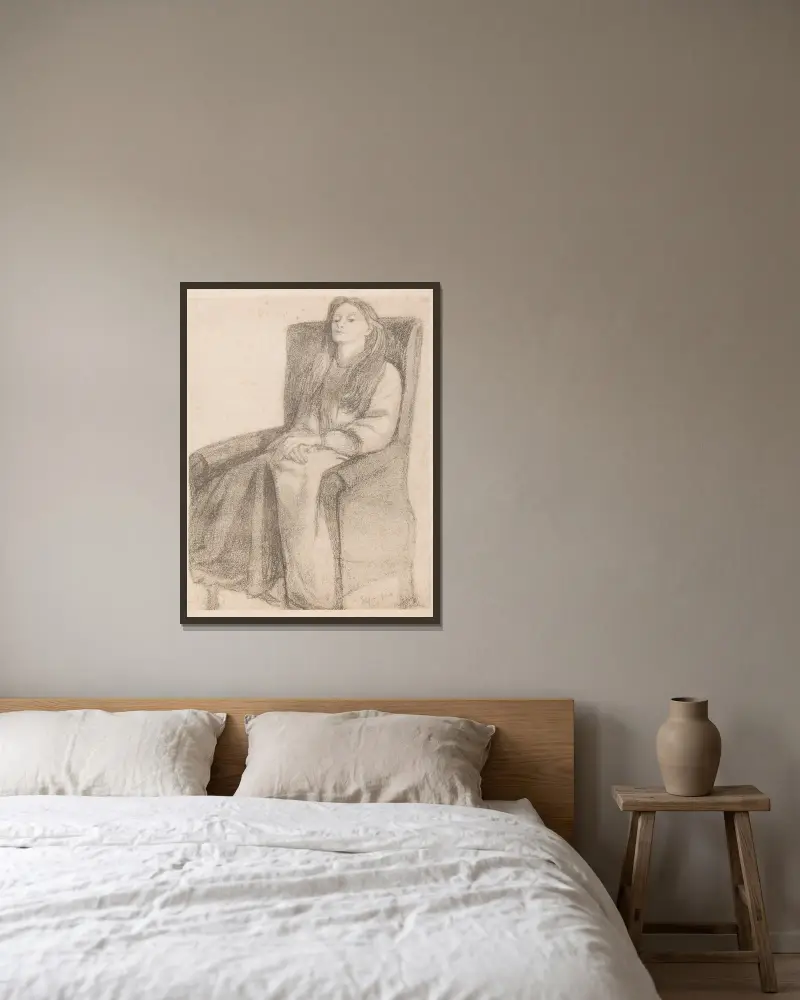 Elizabeth Siddal – Nr. 2 von Dante Gabriel Rossetti gerahmt an einer Wand