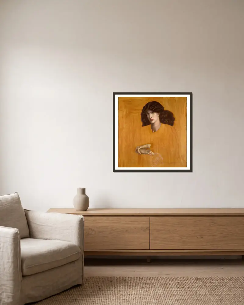 La Donna Della Finestra von Dante Gabriel Rossetti gerahmt an einer Wand