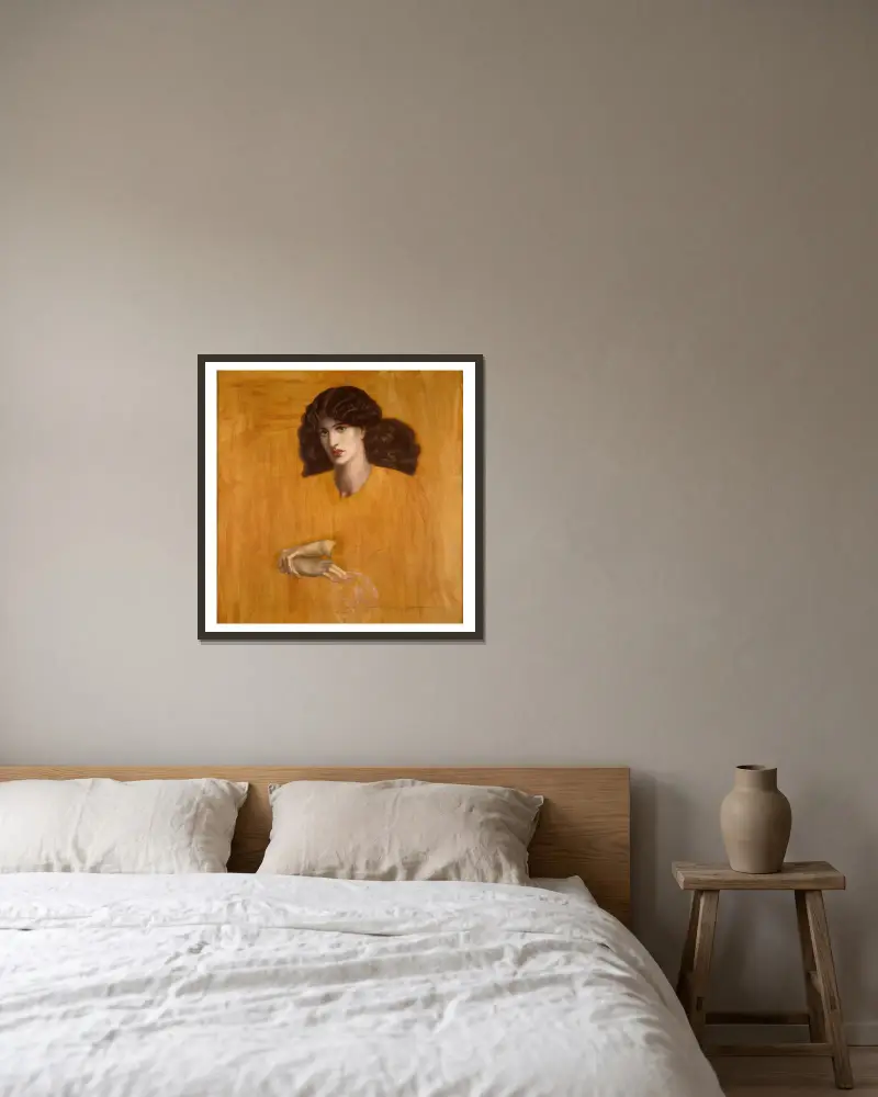 La Donna Della Finestra von Dante Gabriel Rossetti gerahmt an einer Wand
