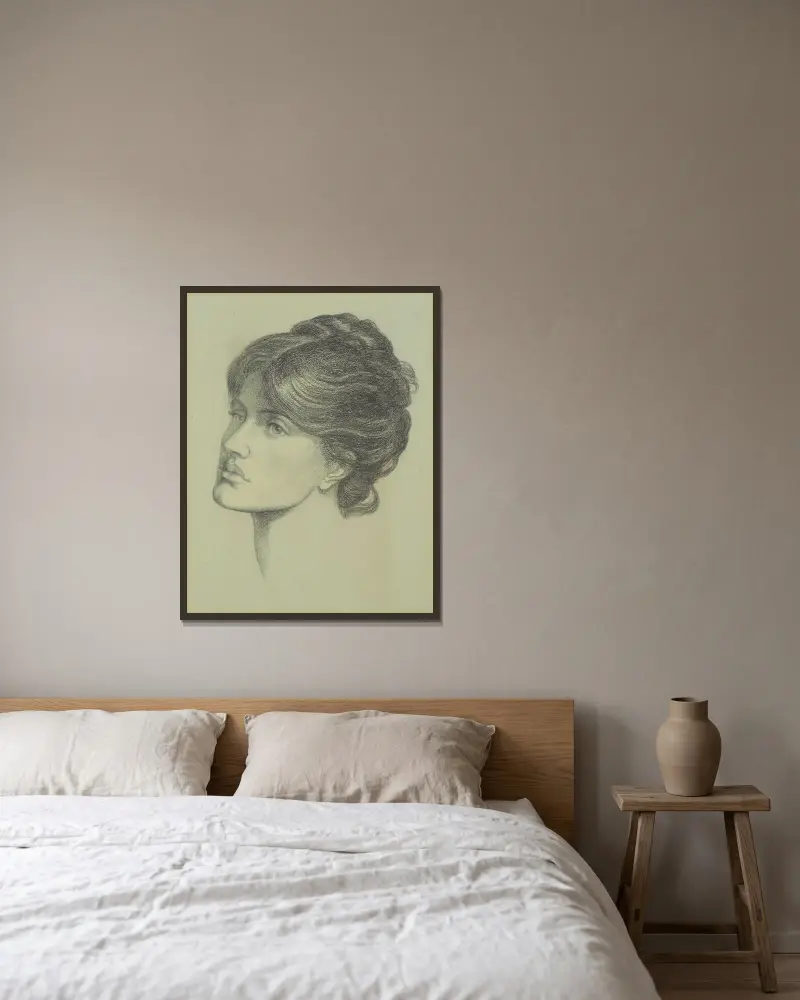Maria Stillman, född Spartali av Dante Gabriel Rossetti inramad på en vägg