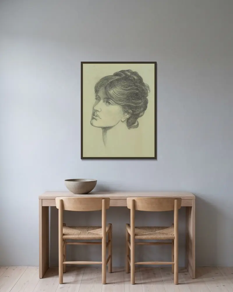 Maria Stillman, född Spartali av Dante Gabriel Rossetti inramad på en vägg