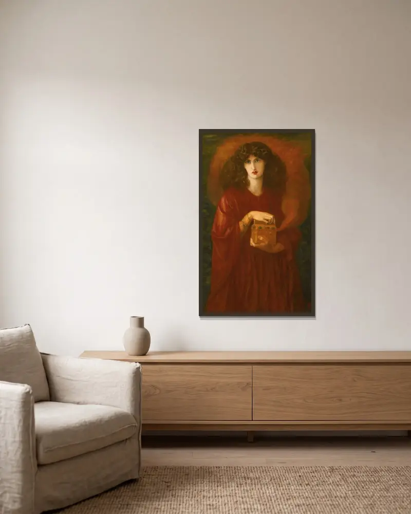 Pandora von Dante Gabriel Rossetti gerahmt an einer Wand