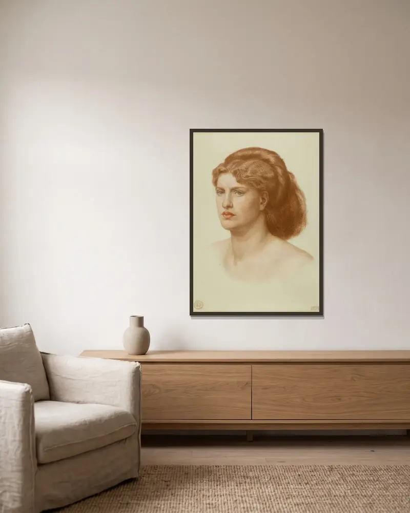 Portret Fanny Cornforth, głowa i ramiona, Dante Gabriel Rossetti w ramie na ścianie