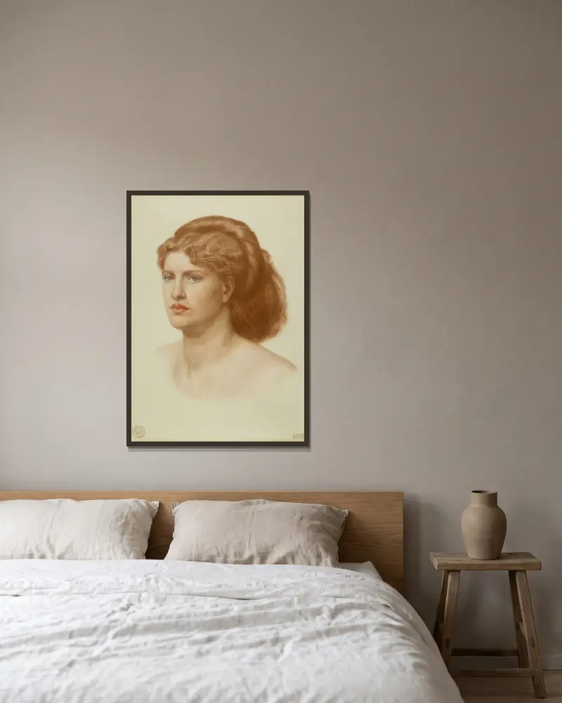 Portret Fanny Cornforth, głowa i ramiona, Dante Gabriel Rossetti w ramie na ścianie