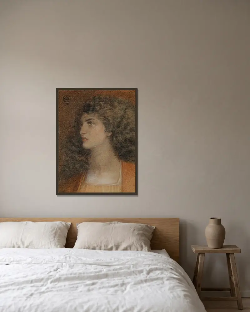 Porträtt av Miss Herbert av Dante Gabriel Rossetti inramad på en vägg