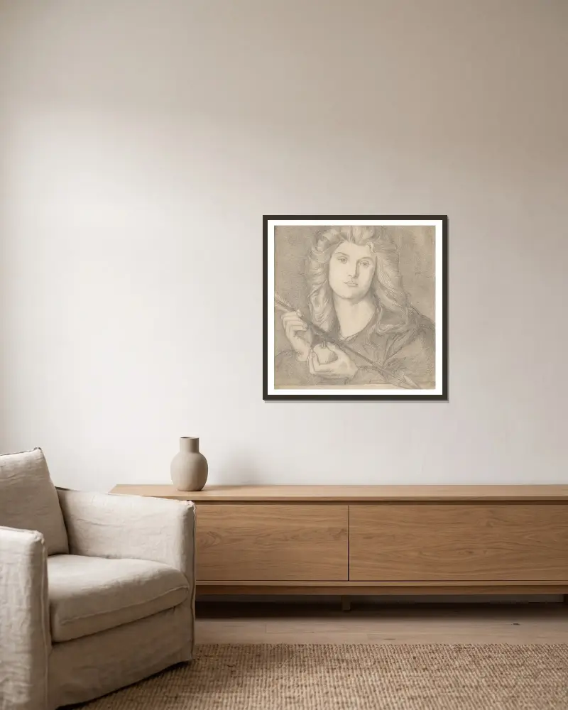 Study for “Venus Verticordia” av Dante Gabriel Rossetti inramad på en vägg