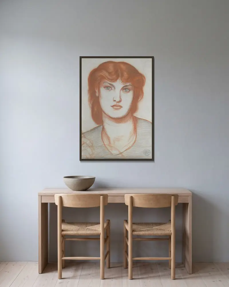 Studium Alexy Wilding do obrazu Regina Cordium, Dante Gabriel Rossetti w ramie na ścianie