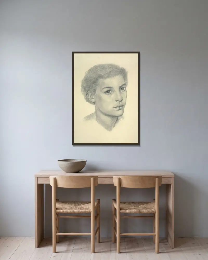 Den älskade – studie för den svarta flickan av Dante Gabriel Rossetti inramad på en vägg