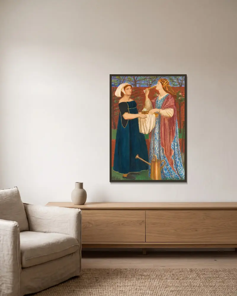 Der Laubengarten von Dante Gabriel Rossetti gerahmt an einer Wand