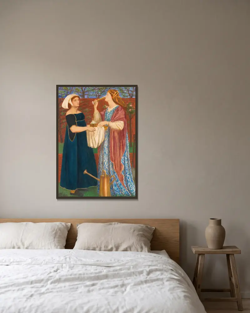 Der Laubengarten von Dante Gabriel Rossetti gerahmt an einer Wand