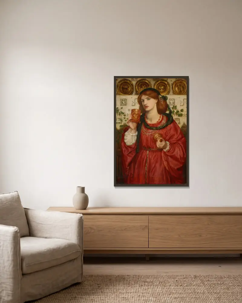 Kärleksbägaren – Nr. 2, Dante Gabriel Rossetti v rámu na stěně