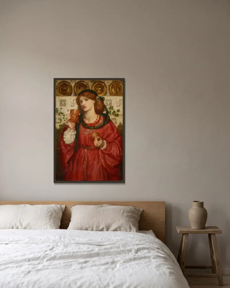 Kärleksbägaren – Nr. 2, Dante Gabriel Rossetti v rámu na stěně